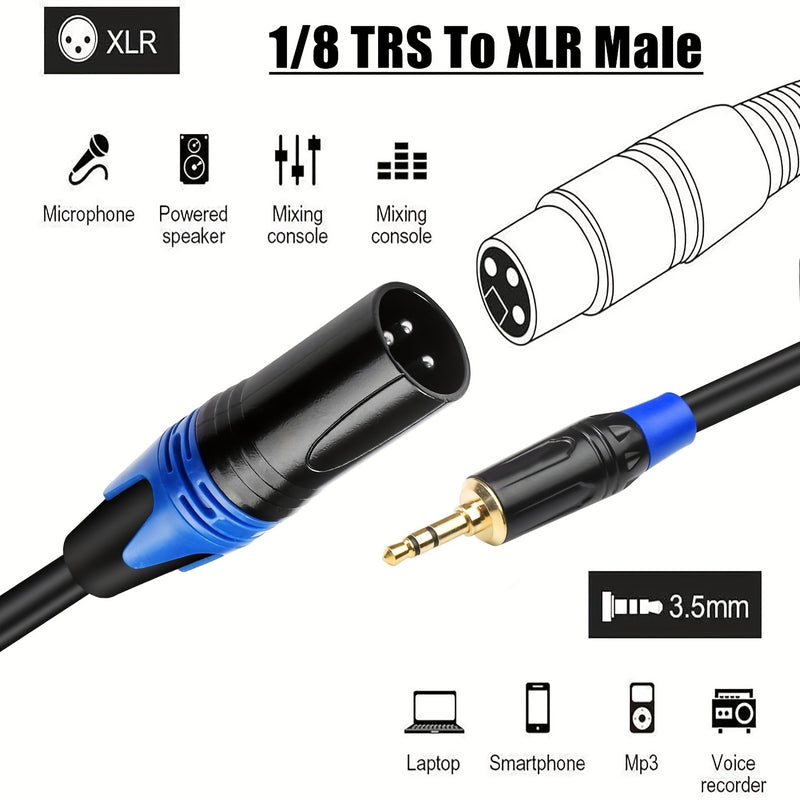 Cable XLR A 3,5 Mm De 3 Pies A 10 Pies - Cable Estéreo Macho TRS De 1/8 A XLR, Macho De 3,5 Mm A XLR Macho De 3 Pines, Cable Adaptador De Audio Auxiliar XLR A Conector Mono De 1/8 Para Mezclador, Computadora Portátil Y Teléfono