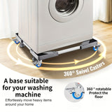 Herramientas de cocina de acero inoxidable, con ruedas de bloqueo, base ajustable y expandible, para facilitar el transporte de electrodomésticos como refrigeradores y lavadoras.