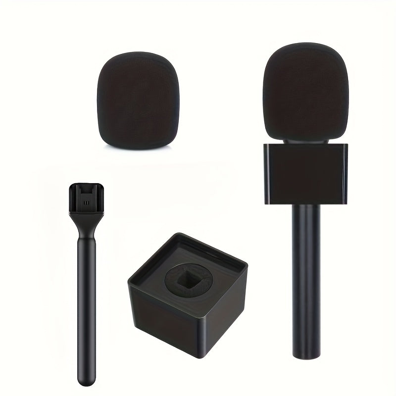 Adaptador de micrófono portátil, adaptador de instalación de mango de micrófono, adaptador conveniente para grabación de entrevistas y creación de contenido, juego de adaptadores de collar inalámbrico para DJI y RODE, cubierta de esponja de micrófono/man