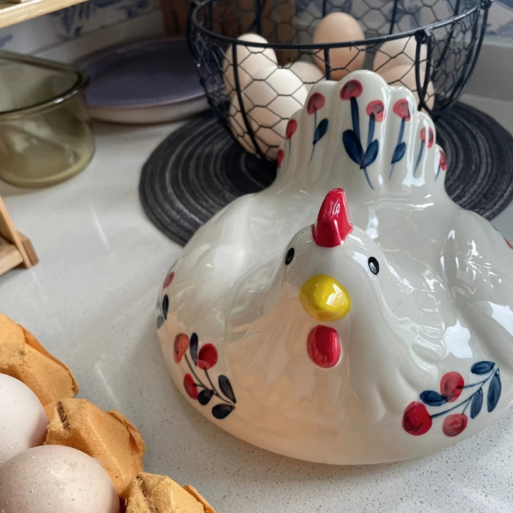 Canasta de Almacenamiento en Forma de Gallina con Tapa - Portahuevos Multifuncional y Organizador de Cocina - Diseño Decorativo para Mantener el Orden en la Mesa - Tapa Sellada Antipolvo para Uso Doméstico y de Cocina