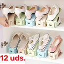 12 piezas de organizadores de zapatos de plástico ajustables, práctico organizador multiusos para entrada, sala, dormitorio, baño, hogar y residencia estudiantil - Blanco