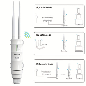 Punto de acceso inalámbrico Wavlink AC600 de doble banda para exteriores/CPE/Repetidor/WISP - 7dBi alta potencia, PoE pasivo, alta calidad, 2.4GHz 150Mbps + 5GHz 433Mbps, 802.11ac, para hogar/oficina/exteriores, ampliación de cobertura, WiFi de alta pote