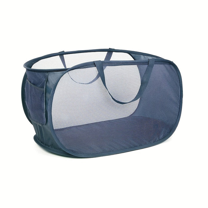 Cestas de ropa plegables duraderas, canasta de ropa de malla con bolsillo lateral, canasta de almacenamiento de ropa plegable con asas de transporte reforzadas para ropa, baño, habitación de niños, dormitorio o viajes