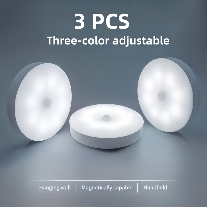 3 luces inteligentes para la noche - Blanco cálido y frío, brillo ajustable, control táctil, recargable por USB, diseño moderno con temática espacial para ventilador de techo de dormitorio