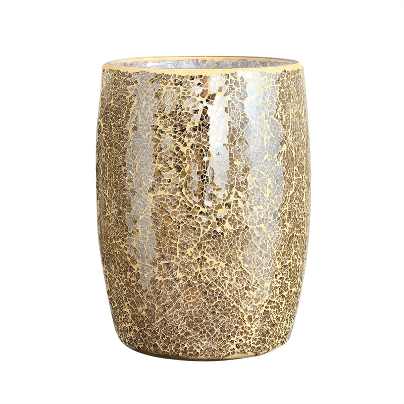 Bote de basura decorativo para baño con mosaico de vidrio, ovalado, 19.05 cm de diámetro x 25.4 cm de alto