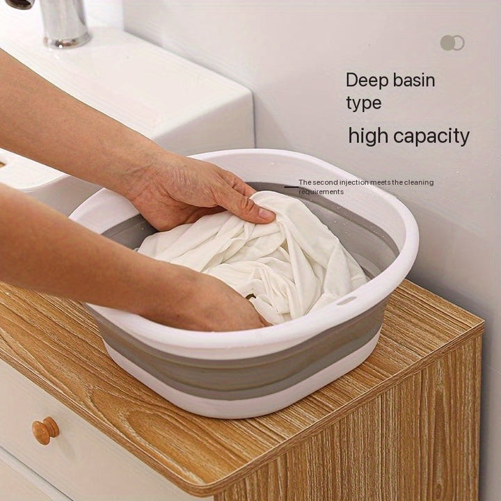 1pc Cubo Grande Plegable para Lavandería, Baño de Pies y Limpieza Facial - Cubeta de Plástico Resistente y Gruesa, Diseño Colapsable Ahorrador de Espacio, Portátil para Hogar, Viajes, Cocina o Baño - Regalo Ideal para Navidad/Halloween (Sin Necesidad de