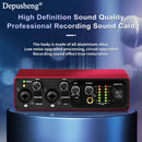 Interfaz de audio profesional DEPUSHENG de 2 canales - Grabación de 24 bits/196 kHz, interfaz XLR, alimentación fantasma, USB-C, aleación de aluminio, ideal para streaming de PC/Win/Mac y grabación de música, tarjeta de streaming de música | Tarjeta de s