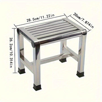 1pc Taburete Multifuncional de Acero Inoxidable - Resistente y Antideslizante, Ideal para Uso en Interiores/Exteriores como Escalón para Baño