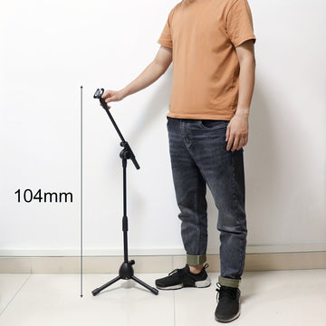 Soporte de Micrófono Retráctil de Brazo Oscilante Montado en el Suelo para Actuaciones en Escenario/Conciertos con Trípode, Soporte de Trípode