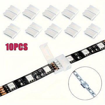 Conectores para tiras de luces LED metálicos, 6/10 piezas, extensión sin espacios de 4 pines RGB SMD 5050, sin soldadura ni electricidad, accesorios para iluminación en riel sin baterías