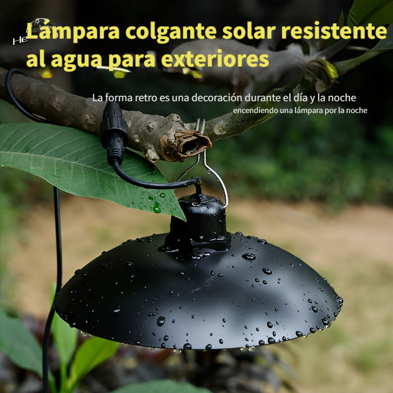 2 luces colgantes solares HeeyKeey con control remoto, 3 modos de iluminación y brillo ajustable, 2 focos LED con haz de 30°, cúpula negra de ABS para interior/exterior, patio, gazebo, cochera, sala, luces solares colgantes para exteriores, iluminación p