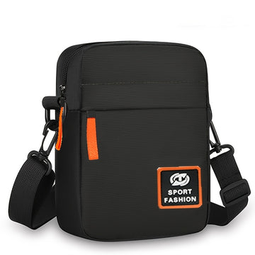 Bolso cuadrado neutro, textura sencilla, bolso de tela Oxford ligero, bolso de hombro único, bolso cruzado con cremallera multicapa para hombres [dirección aleatoria del tirón]
