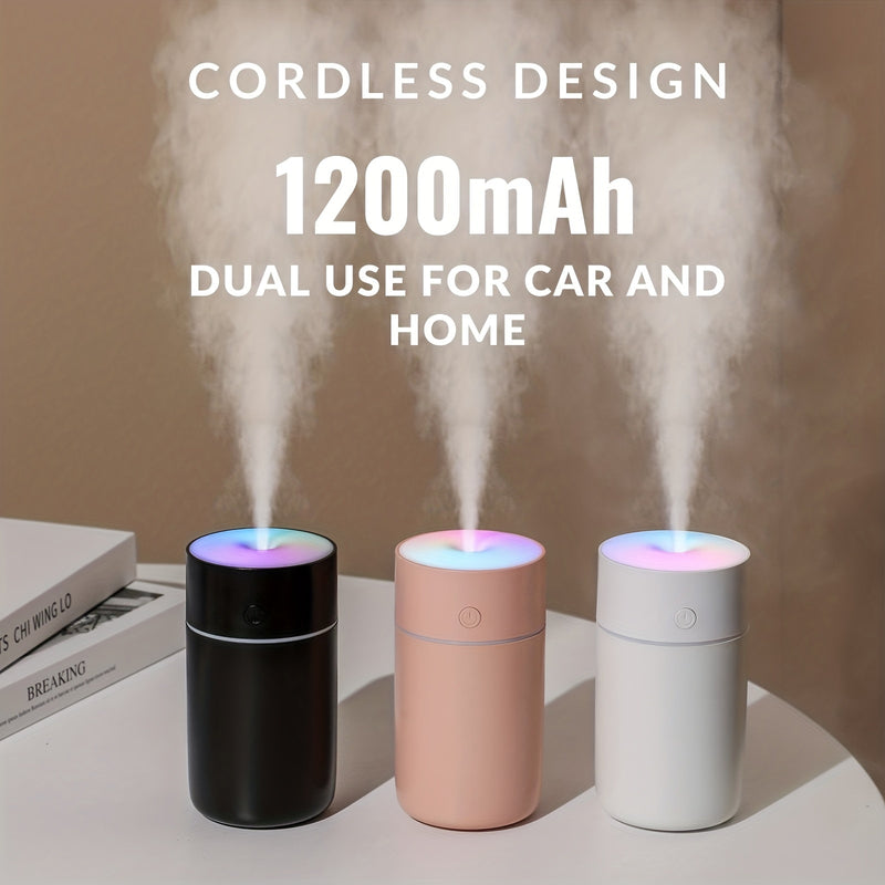 Humidificador de aire portátil con tecnología de ondas sonoras, 1200mAh, niebla fría inalámbrico para habitaciones