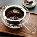 Olla de acero inoxidable para derretir chocolate, acabado metálico pulido, diseño novedoso, herramienta de cocina para chocolate americano, dulces y galletas - 26 cm x 14 cm x 6 cm