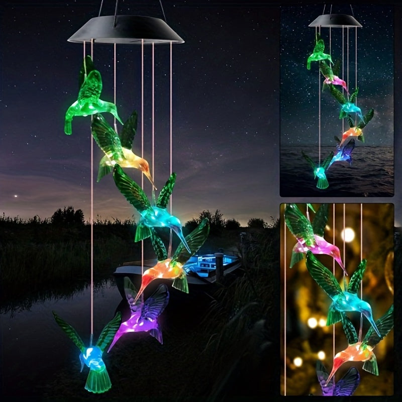 Linterna de Viento con Pájaro Verde Solar para Exteriores, Decoración Escénica para Villas y Hogares, Luz Ambiental para Balcón o Terraza, Colgante Decorativo, Luz de Navidad Impermeable sin Factura de Electricidad