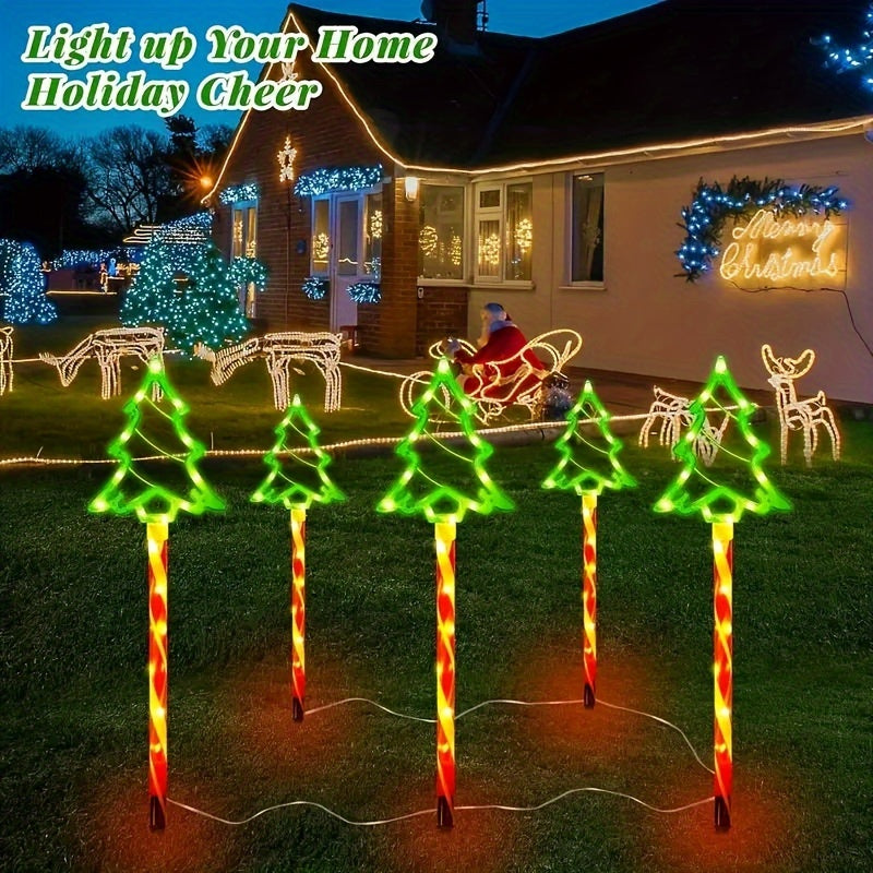 Luz de árbol de Navidad de césped solar 5 en 1
