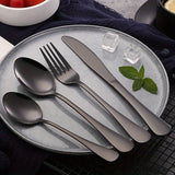 Juego de 24 piezas de cubiertos de acero inoxidable 1010, incluye cuchillos, tenedores, cucharas, cucharas de postre y cucharitas, ideal para cocina en casa, hotel, restaurante, fiestas, bodas y regalos