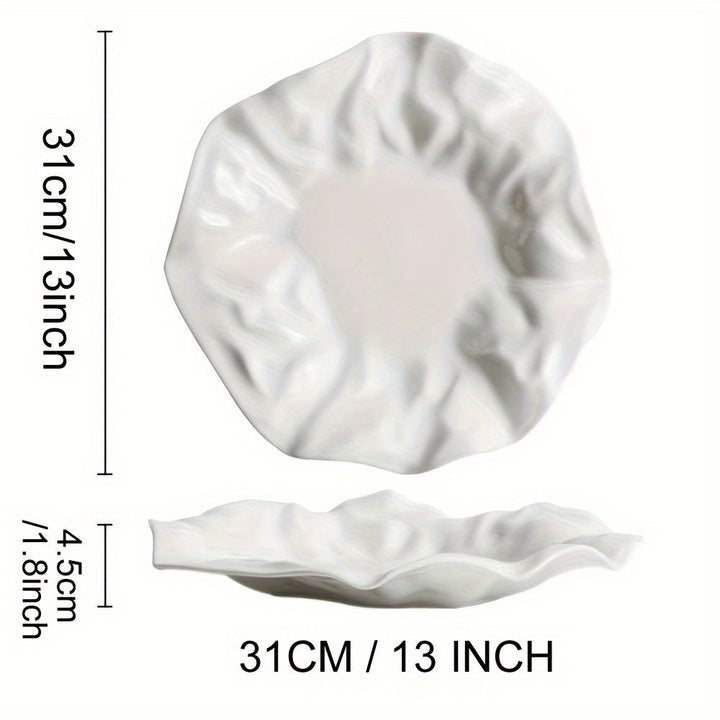 1pc 8/11/13 Pulgadas Plato De Cerámica Blanca, Vajilla Creativa Para La Hora Del Té, Plato De Pasta, Plato De Cena De Cocina Molecular, Plato De Comida Dietética, Plato De Exhibición De Postres Para El Hogar, Plato De Ensalada De Frutas, Para Restaurante