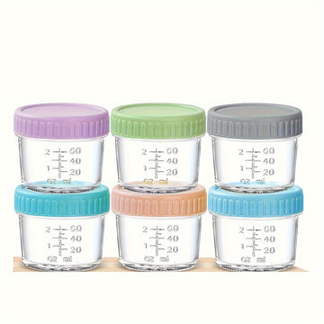 Juego de 6/12 piezas, Recipiente para Almacenamiento de Alimentos de Vidrio de 120 ml/4 oz, Reutilizable, Apto para Microondas, Lavavajillas y Congelador, Antifugas