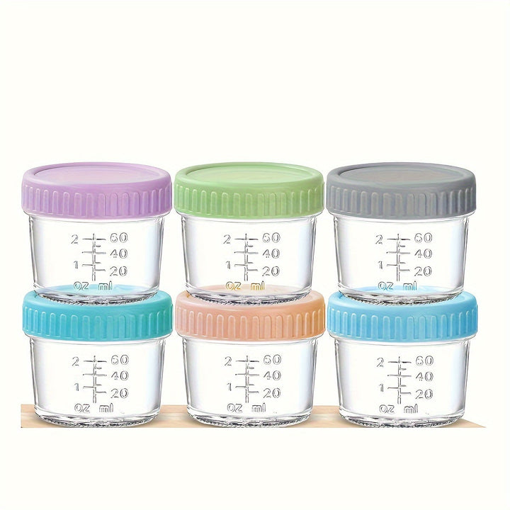 Juego de 6/12 piezas, Recipiente para Almacenamiento de Alimentos de Vidrio de 120 ml/4 oz, Reutilizable, Apto para Microondas, Lavavajillas y Congelador, Antifugas
