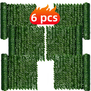 6 rollos de 6.0 metros x 50.01 cm, panel decorativo de hiedra artificial en verde oscuro, resistente a la intemperie y fácil de instalar, ideal para decoración de jardín, patio, arreglos de bodas y acentos para el hogar