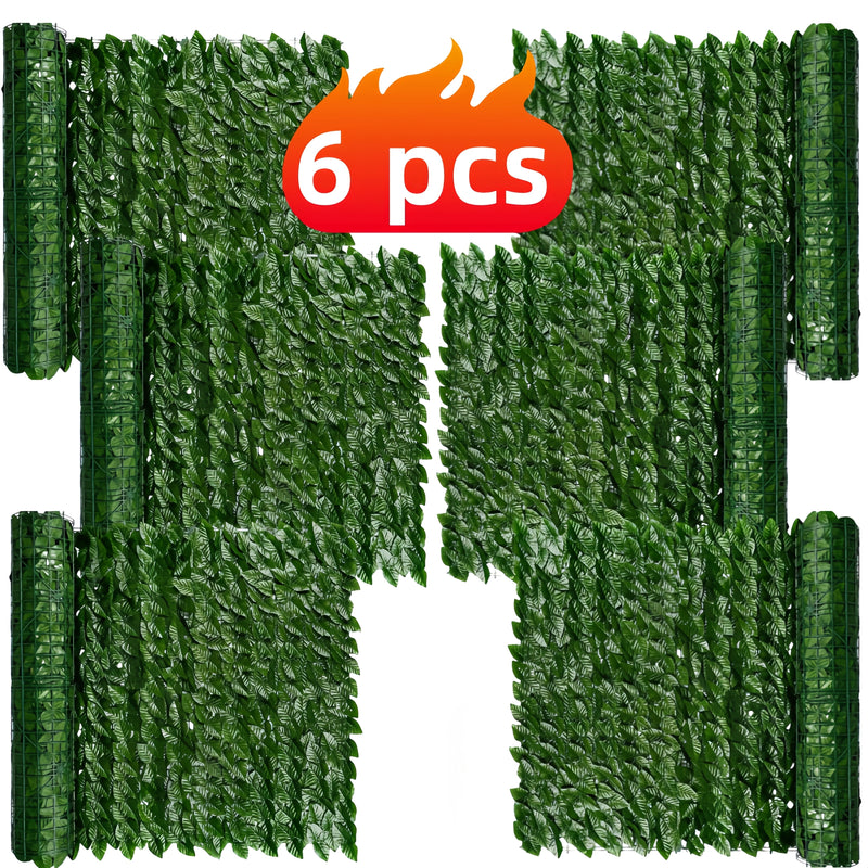 6 rollos de 6.0 metros x 50.01 cm, panel decorativo de hiedra artificial en verde oscuro, resistente a la intemperie y fácil de instalar, ideal para decoración de jardín, patio, arreglos de bodas y acentos para el hogar
