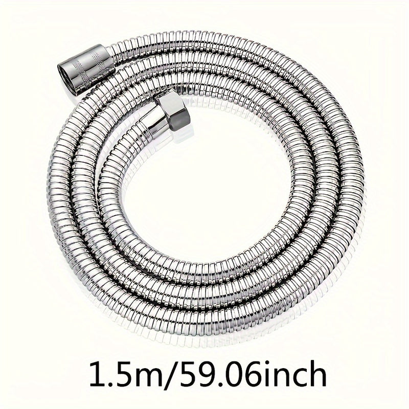 1pc Manguera de Ducha de Acero Inoxidable Flexible - 1.5m/2m/3m, a Prueba de Explosiones con Acabado Metálico Electrochapado, Instalación Fácil en Pared, Forma Redonda - Perfecta para Cabezales de Chorro de Lluvia, Rociador de Ducha