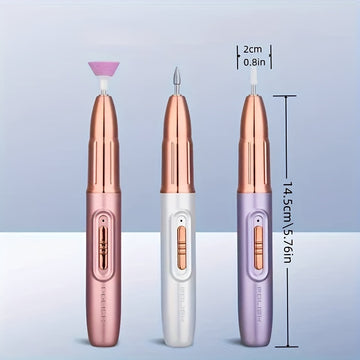 Kit de Cuidado de Uñas Eléctrico 5-en-1: Herramienta de Manicura y Pedicura Recargable por USB con 11 Brocas y Bandas de Lijado - Perfecto para Exfoliar, Pulir y Uñas Acrílicas