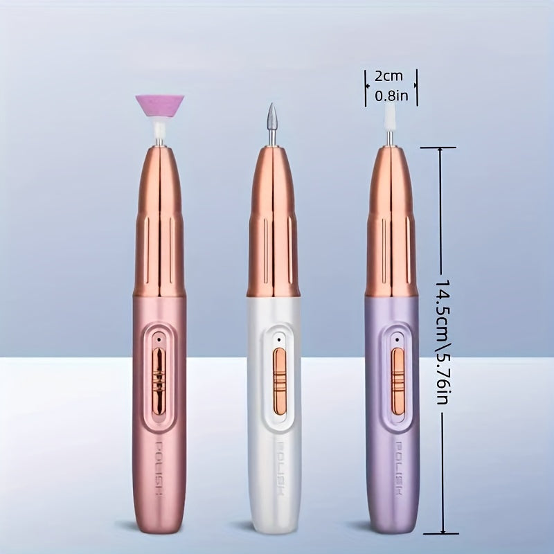 Kit de Cuidado de Uñas Eléctrico 5-en-1: Herramienta de Manicura y Pedicura Recargable por USB con 11 Brocas y Bandas de Lijado - Perfecto para Exfoliar, Pulir y Uñas Acrílicas