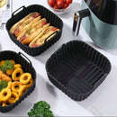 Bandeja de silicona para freidora de aire, reutilizable, accesorio de cocina, 1 pieza negra cuadrada