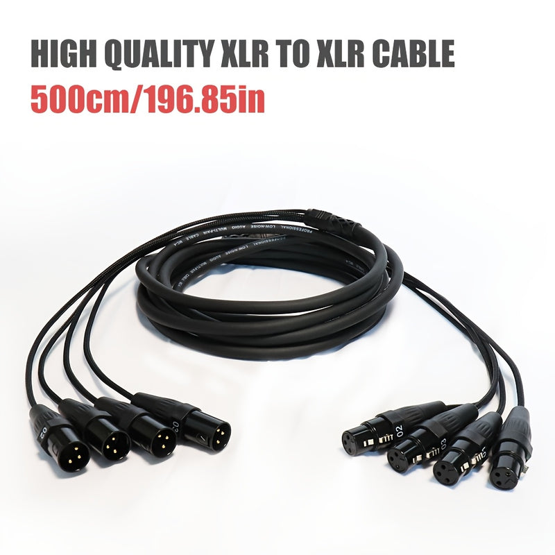 Cable Serpiente XLR de 4 Canales Premium - Patch de Micrófono Macho a Hembra para Uso En Vivo, Grabación y Estudio, Negro