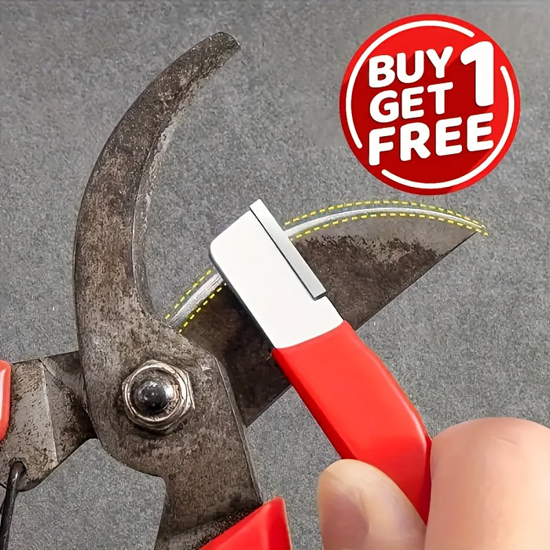 Afilador de cuchillos profesional de acero de tungsteno - Herramienta de afilado de doble cara con cubierta protectora, mango antideslizante, grano de acero duradero para cuchillos de cocina y tijeras de jardín, oferta de compra 1 y llévate 1 gratis