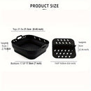 Conjunto de 2 piezas de Bandeja de Silicona para Freidora de Aire de Alta Calidad, 21.59 cm Cuadrada, Resistente al Calor, Fácil de Limpiar, Lavable en Platos, Negro/Gris