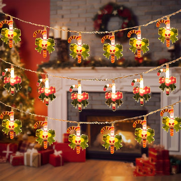 1pc Luces de Cadena de Acrílico Nuevas de Navidad con Forma de Muleta de Caramelo 1.5m 10LED Luces de Cadena LED Navideñas Brillantes 10 LED Luces de Navidad con Pilas Luminosas Luces de Cadena de Hadas de Muleta de Caramelo para Decoración de Chimenea d