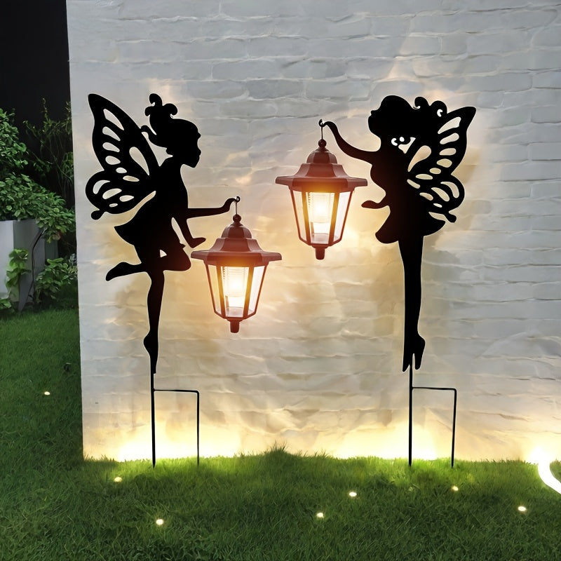 2 Piezas de Luces Solares QUTERHERO para Jardín - Decoración Impermeable con Siluetas Encantadoras, Carga Solar Automática y Luz Cálida, Construcción Duradera en Hierro para Patio, Césped o Exterior, Diseño Resistente al Clima, Adornos para Jardín y Terr