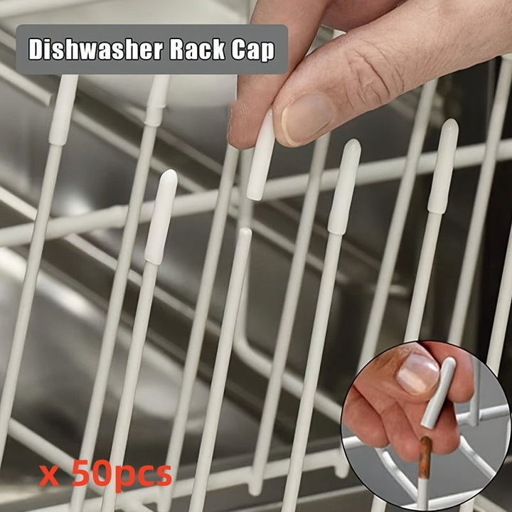 50 piezas de cubiertas protectoras para estanterías de lavavajillas hechas de material de PVC duradero - Con ajuste seguro, protección de bordes afilados y fácil instalación, lo que la convierte en una sustitución práctica para estanterías de lavavajilla
