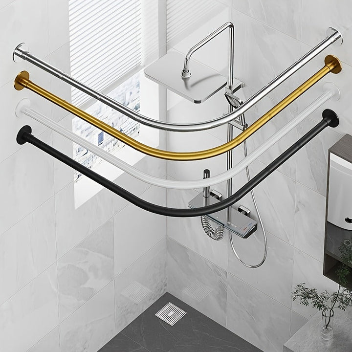 Juego de Cortinas de Baño con Barra Curva sin Agujeros, Juego de Barra para Cortina de Ducha, Barra Curva para Cortina de Baño, Cortina de Baño