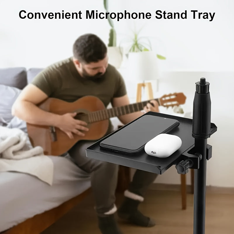 Bandeja Multifuncional para Micrófono de ABS Negro con Abrazaderas Ajustables y Soporte de Trípode Resistente para Transmisiones en Vivo, Karaoke y Grabación - Bandeja Duradera para Tarjeta de Sonido para Organización de Equipo Profesional, Micrófono par