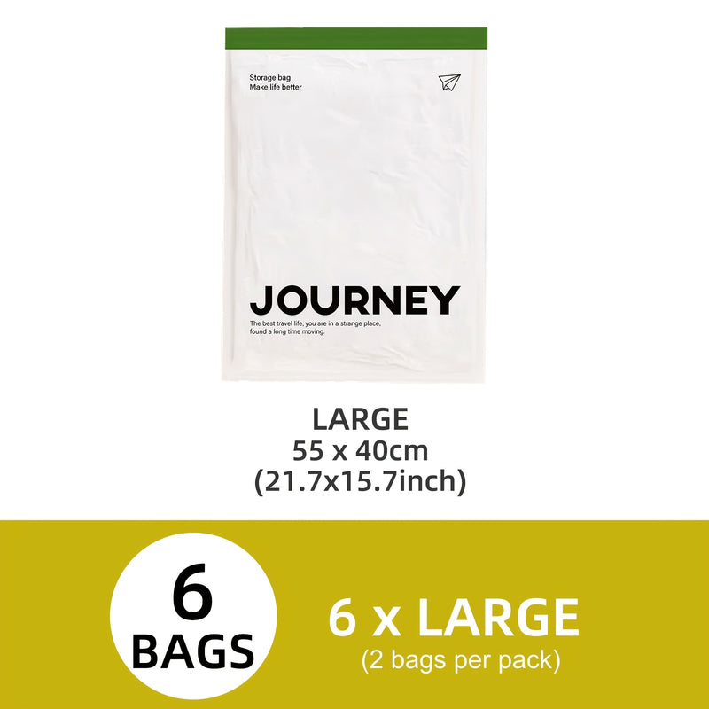 6pcs Bolsas de Compresión de Viaje Enrolladas a Mano - No Necesita Bomba, Almacenamiento Transparente para Toallas, Calcetines, Cosméticos y Más - Acabado Mate Mejorado, Varios Tamaños Disponibles