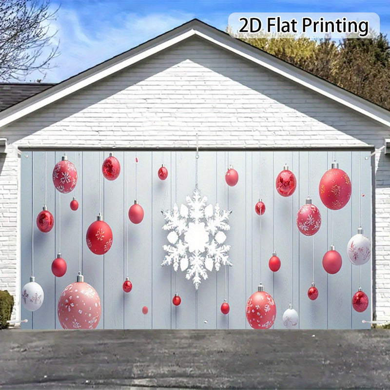 Lámpara de puerta 2D, 1 pieza, festiva, con copos de nieve y árboles de pino, de poliéster duradero, sin necesidad de electricidad, ideal para decoración navideña, regreso a la escuela, fiestas hawaianas y de Halloween, uso interior/exterior, decoración