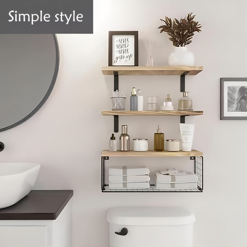 Soporte De Madera Retro Para Pared De Baño, Estante De Pared, Decoración Estética De La Habitación, Decoración Del Hogar, 1 Ud.