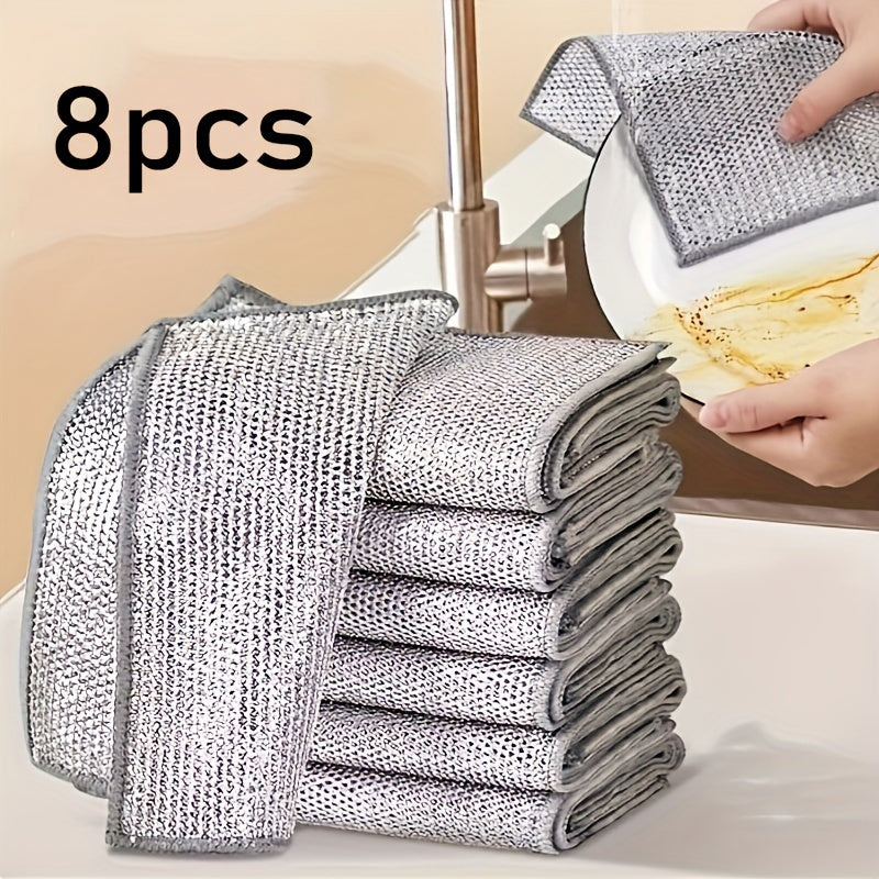 30/16/12/8 paños milagrosos para limpieza - Antiadherentes para grasa, esponjas de malla de secado rápido para ollas y estufas, limpiador multiusos para cocina, material PET gris, solo lavado a mano