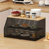 Estante de almacenamiento de cocina de metal negro de 3 niveles con cubierta de malla - Organizador de capas múltiples para sobras, platos, tazas y utensilios - Organizador de encimera que ahorra espacio para uso doméstico y restaurante, organizadores y