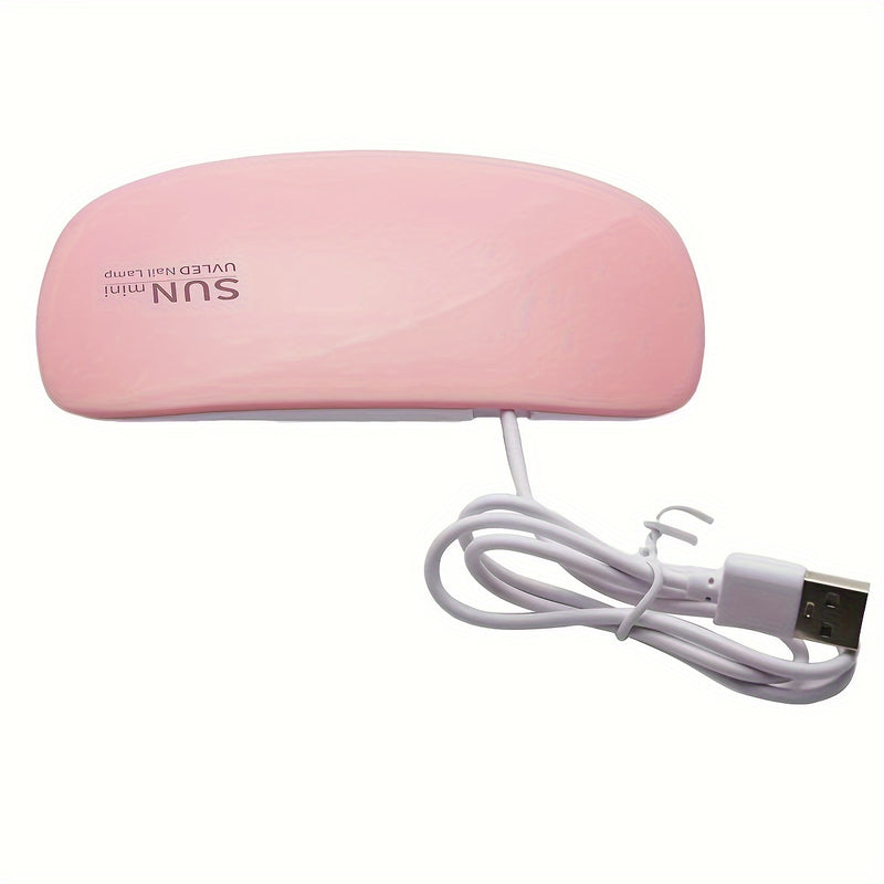 1 pza. lámpara secauñas con 6 lámparas LED, diseño mini mouse rosa, secadora de uñas portátil, alimentación por cable micro USB, para uso en casa, secado de esmalte en gel