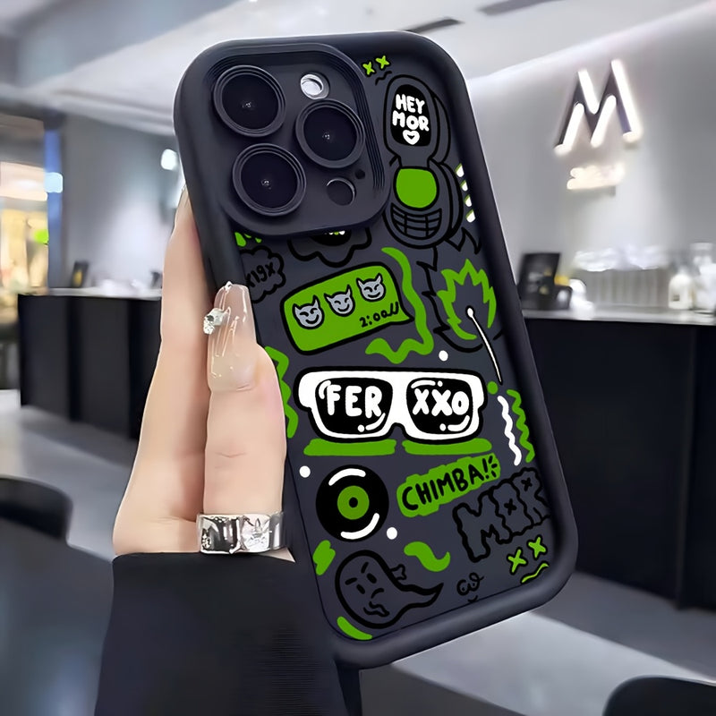 Funda para iPhone 16, 15, 14, 13, 12, 11 Pro Max, Mini, XR, XS, X, 7, 8 Plus, con diseño graffiti Ferxxo, cubierta trasera suave de TPU para protección contra caídas