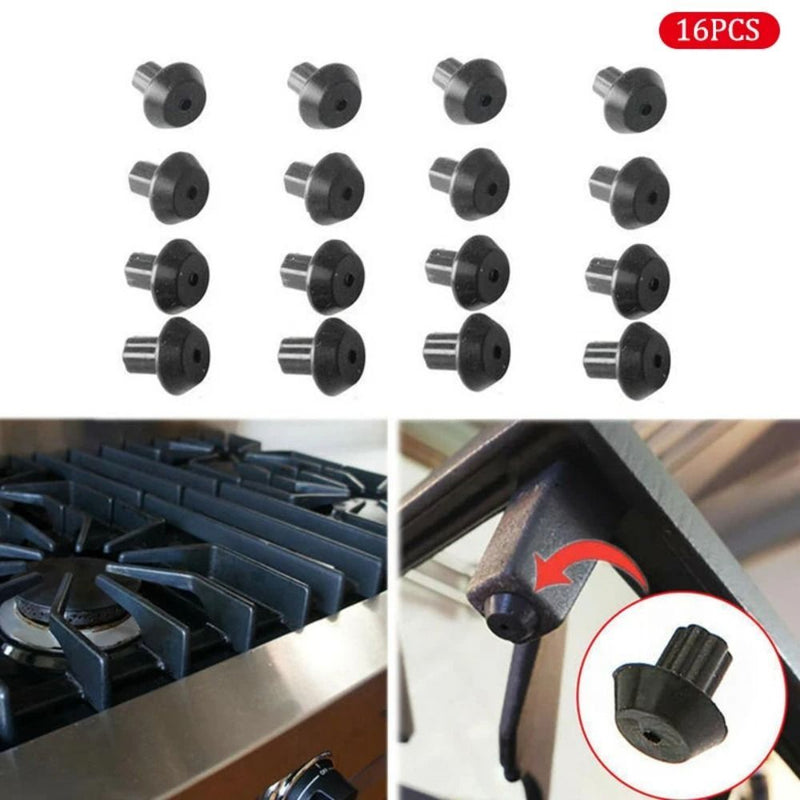 16 piezas, piso de parrilla de quemador de estufa de gas, compatible con estufa de gas, piso de quemador de estufa de gas, pies de goma para repuestos de estufa de gas WB02T10461