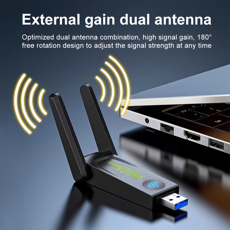 Adaptador inalámbrico USB de doble banda de 1300 Mbps, adaptador WiFi 6 USB, enchufa y juega, alta velocidad de Internet, no se requiere controlador, voltaje de funcionamiento <36V, no se requiere batería.