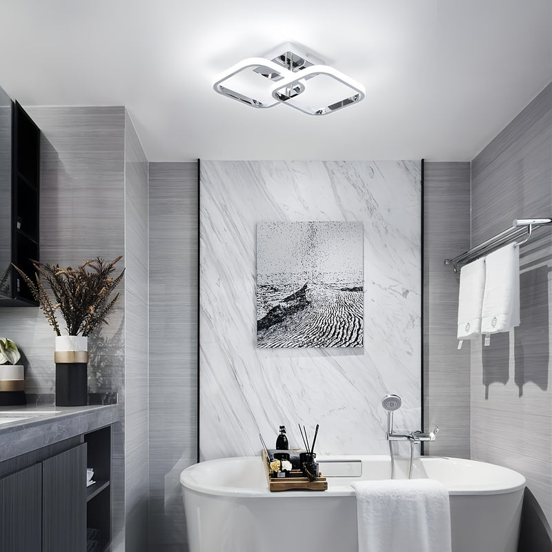 1 pieza de Luz de Techo LED Moderna - Metálica, Montaje Semi-Bajante, Aparato Desmontable, Incluye Herrajes de Instalación, No Requiere Batería, con Bombilla, 85V-265V, para Sala de Estar, Dormitorio, Isla de Cocina, Baño, Restaurantes, Cafeterías, Hotel