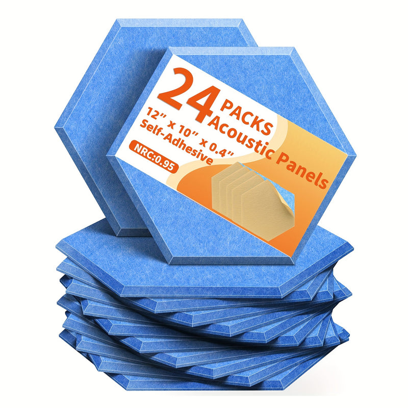 24 paneles acústicos de alta densidad, material hexagonal de insonorización de espuma de 38,1 cm, reducción y absorción de ruido, para accesorios de equipos de grabación, disponibles en blanco, negro, azul y naranja.