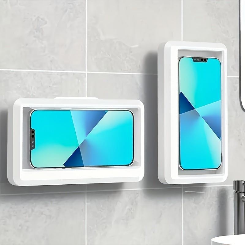 1pc Soporte para teléfono de ducha impermeable, pantalla táctil giratoria 360°, antiempañante, fácil de instalar y quitar con ventosa, ángulo ajustable, material ABS - adecuado para 10 escenarios, soporte para teléfono rotativo | soporte para teléfono re
